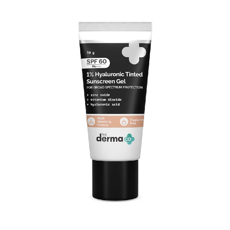 The Derma Co 1% Hyaluronic Tinted Sunscreen SPF 60 Gel The Derma Co 1% Hyaluronic Tinted Sunscreen SPF 60 Gel-Pack Size-30 g