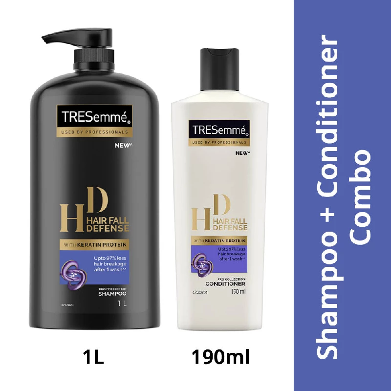 Tresemme Hair Fall Defense Combo (Buy 1Ltr Shampoo and Get 190ml Conditioner Free) Tresemme Hair Fall Defense Combo (Buy 1Ltr Shampoo and Get 190ml Conditioner Free)-Pack Size-1190 ml