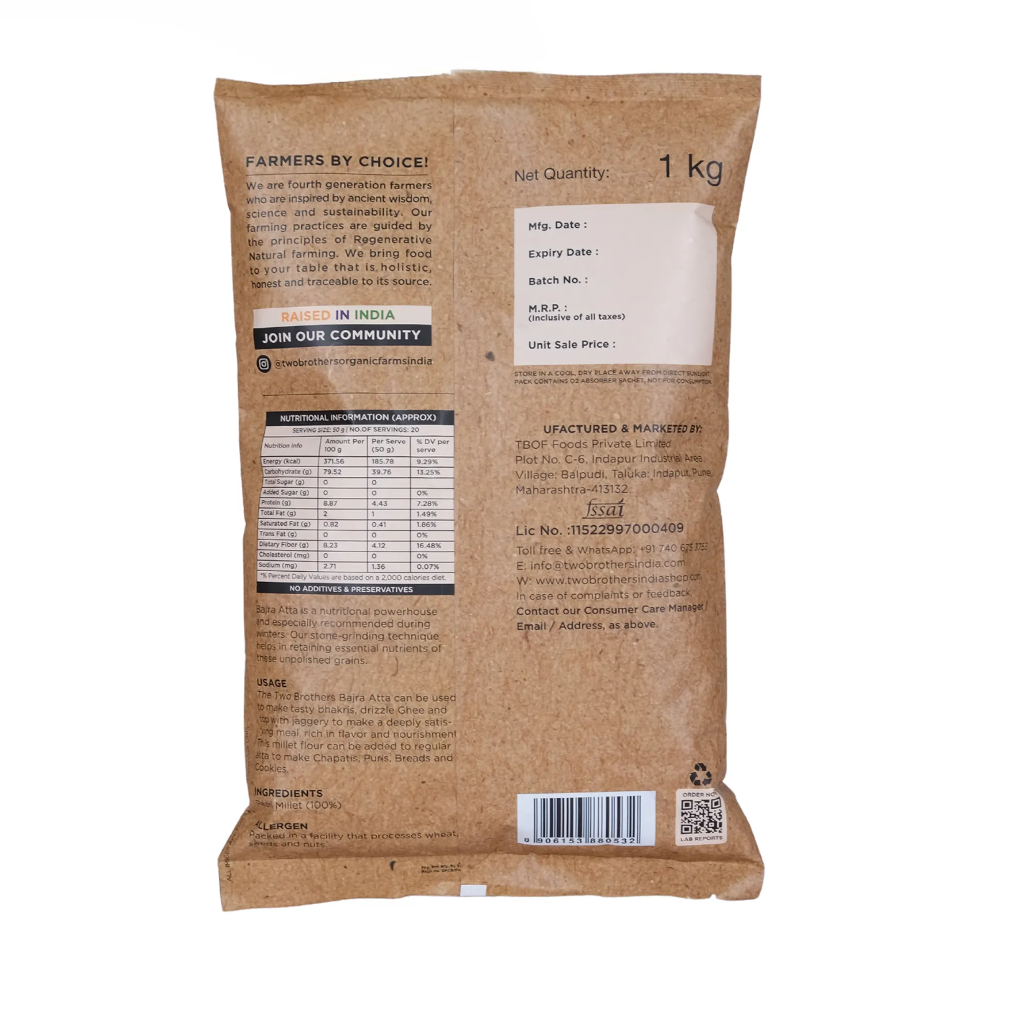 Two Brothers Bajra Atta 1kg - Image 4