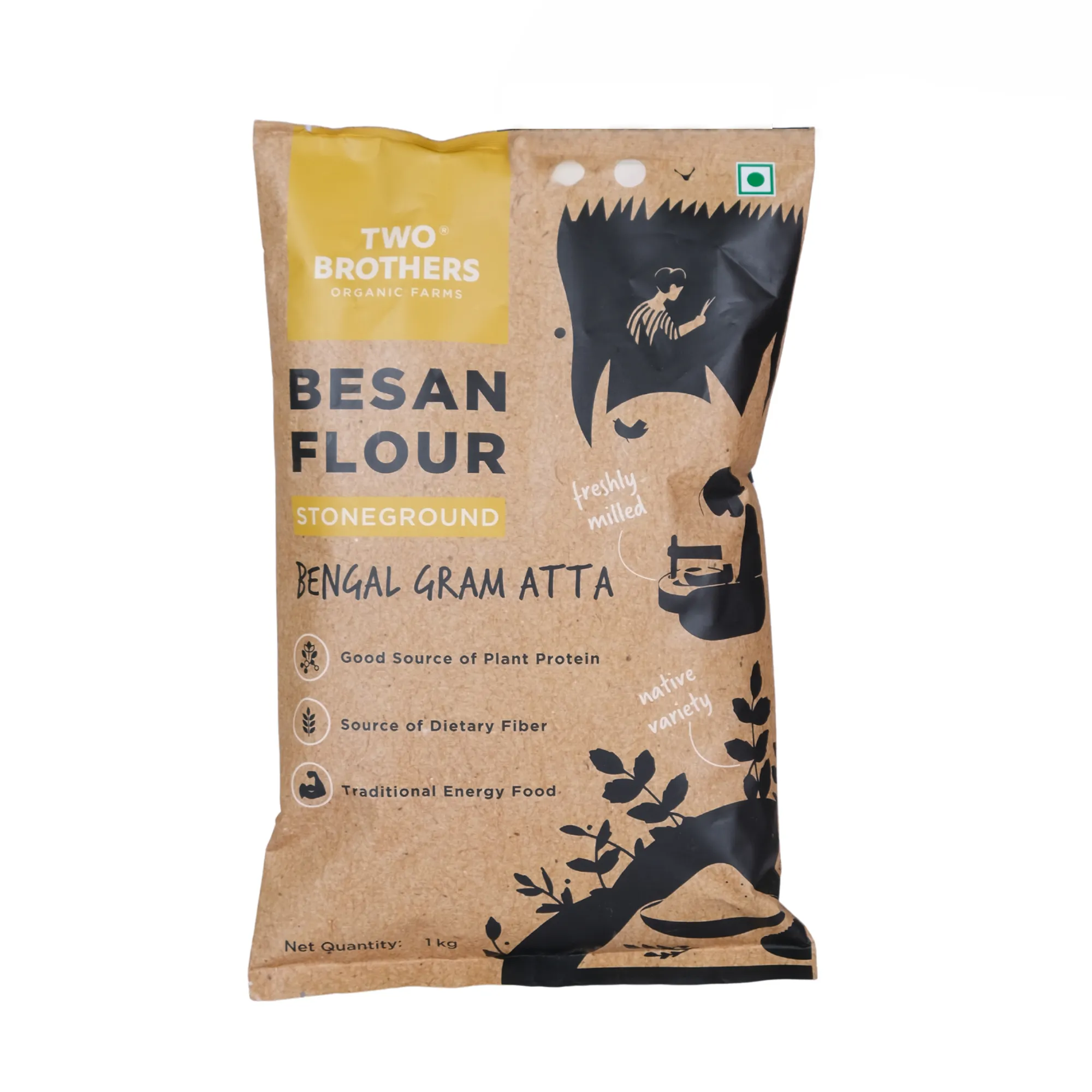 Two Brothers Besan Flour | Gram Flour | Stoneground Two Brothers Besan Flour | Gram Flour | Stoneground-Pack Size-1000 g