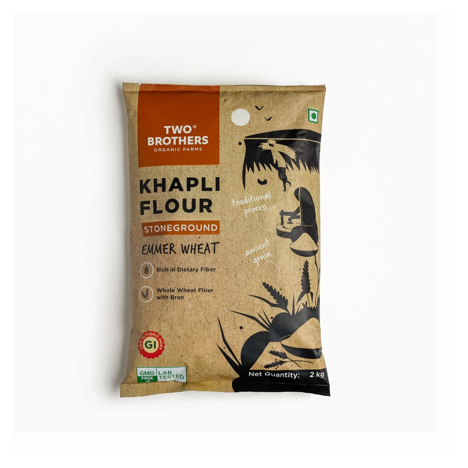 Two Brothers Khapli Wheat Atta (Emmer Wheat Flour) Atta Stone Ground - Image 2