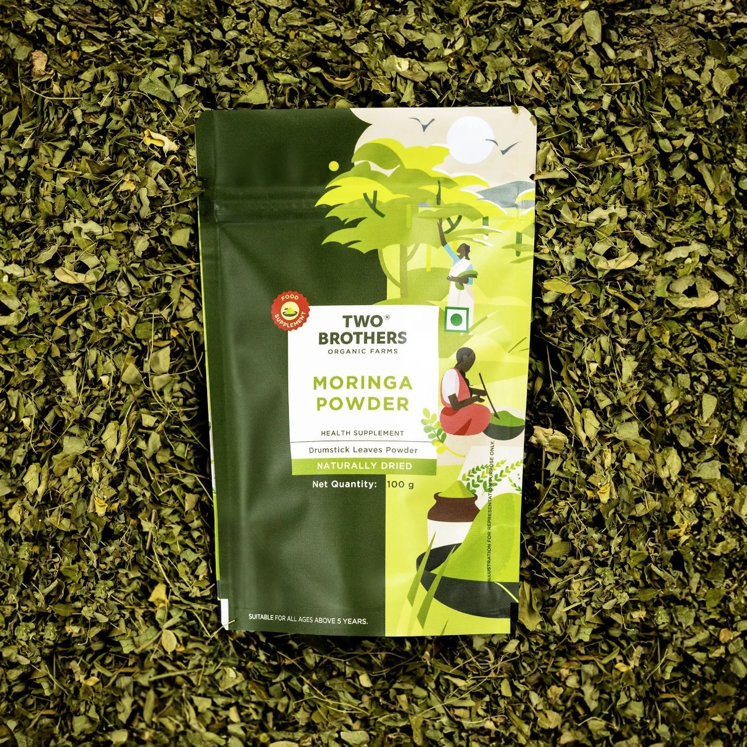 Two Brothers Moringa Powder, Chemical-Free Lab-Tested