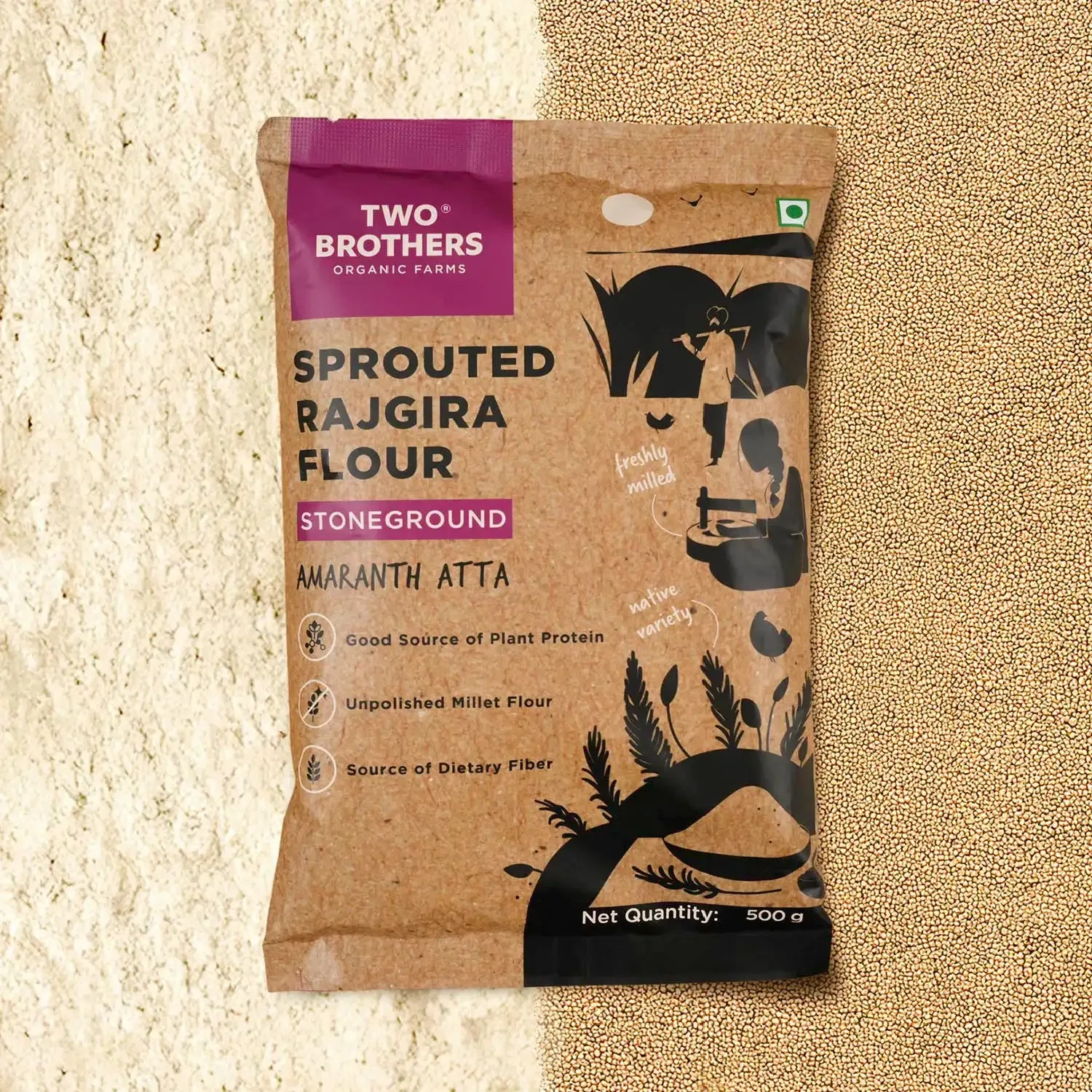 Two Brothers Sprouted Rajgira Atta (Sprouted Amaranth Flour) Two Brothers Sprouted Rajgira Atta (Sprouted Amaranth Flour)-Pack Size-500 g
