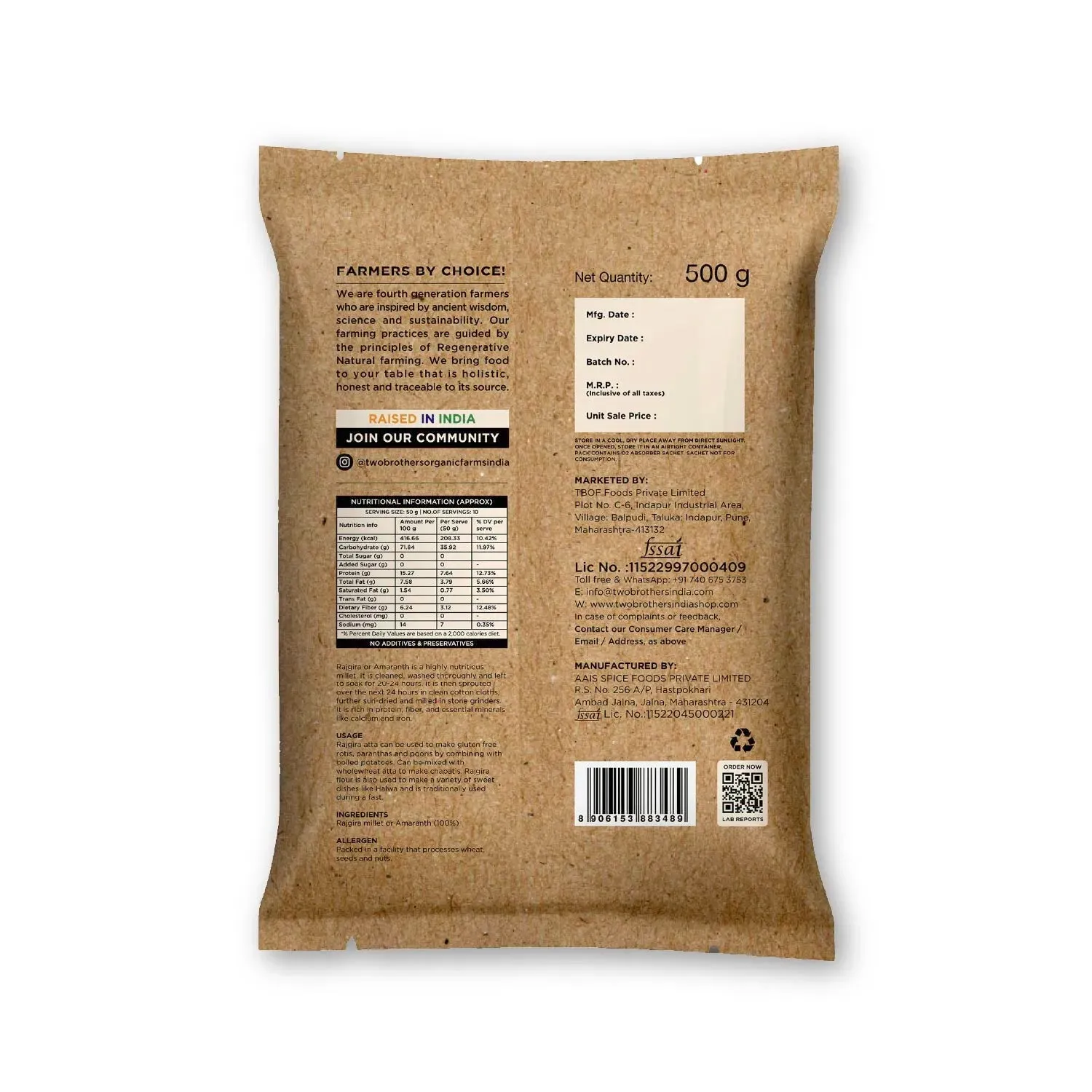 Two Brothers Sprouted Rajgira Atta (Sprouted Amaranth Flour) - Image 10