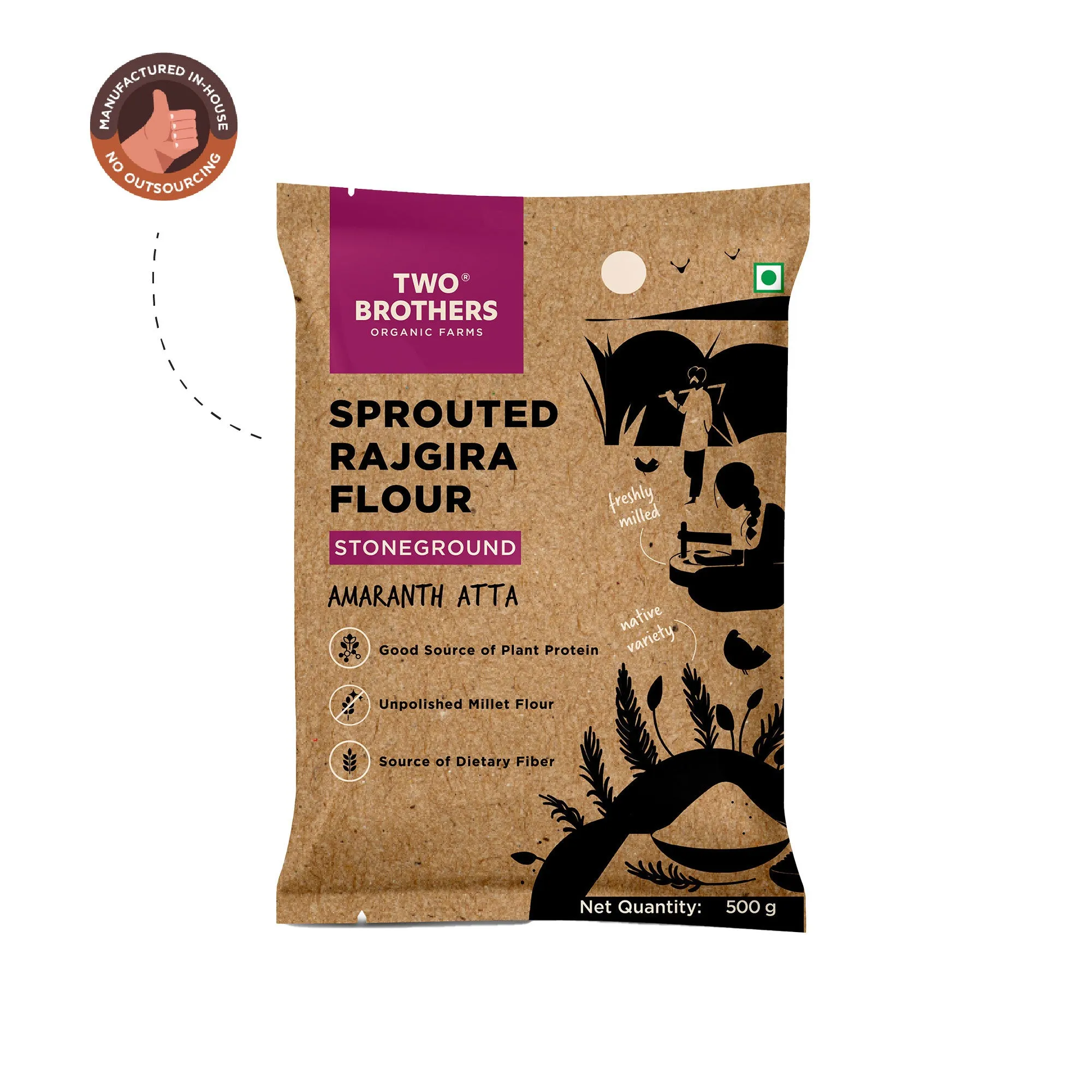 Two Brothers Sprouted Rajgira Atta (Sprouted Amaranth Flour) - Image 2