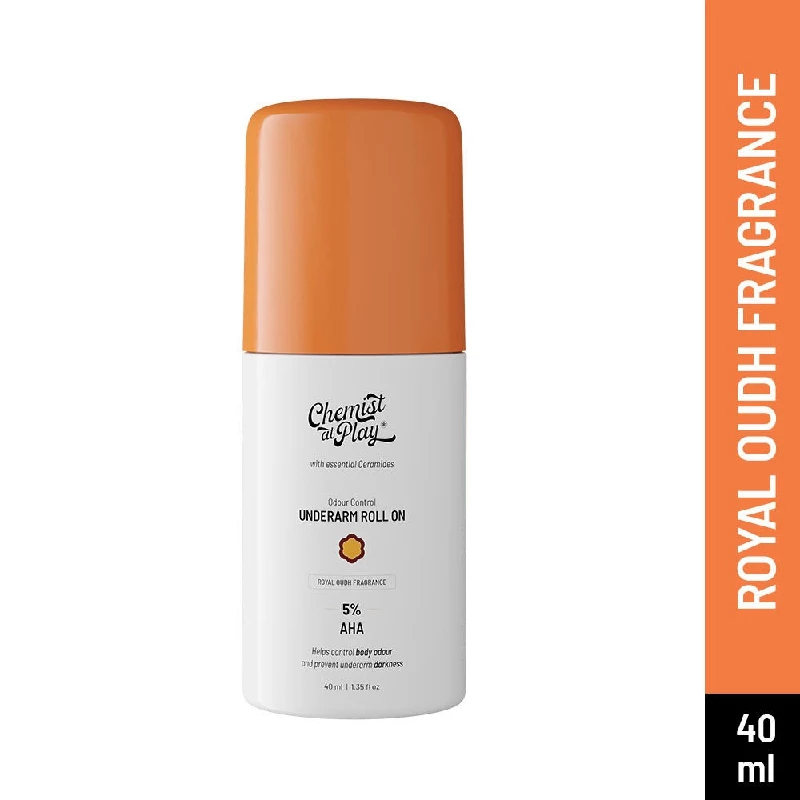 Chemist at Play Underarm Roll On Deodrant Lactic Acid- Royal Oudh Fragrance Chemist at Play Underarm Roll On Deodrant Lactic Acid- Royal Oudh Fragrance-Pack Size-40 ml