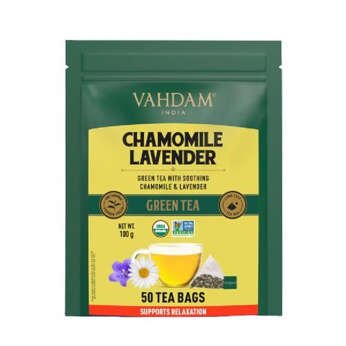 Vahdam  Chamomile Green Lavender Green Tea - Provides Relaxation 2 g (50 Bags x 2 g Each)