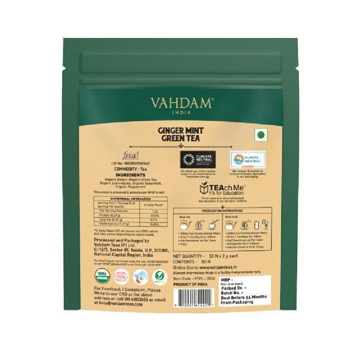 Vahdam  Ginger Mint Herbal Green Tea - Cleans The System - Image 2