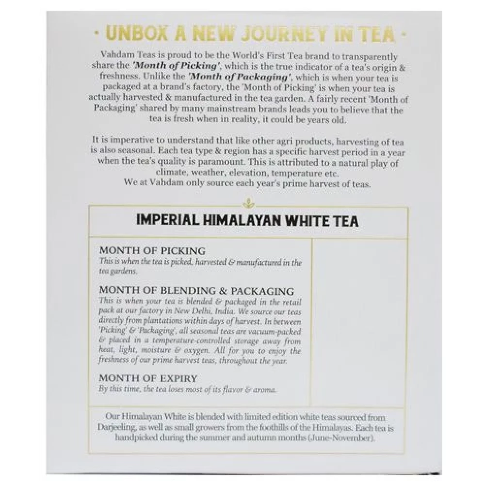 Vahdam  Imperial Himalayan Long Leaf White Tea - Image 3