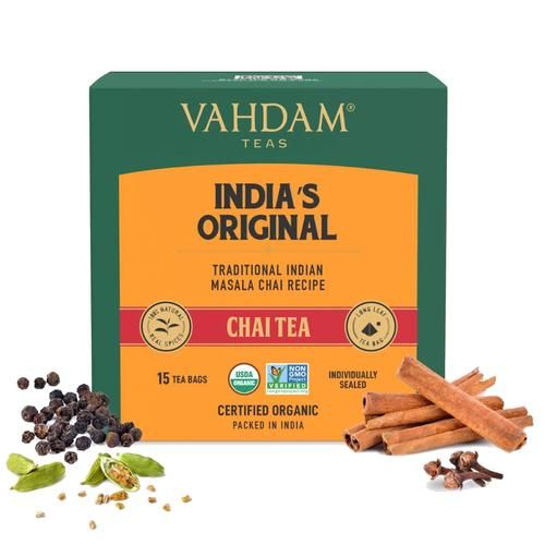 Vahdam  India's Original Masala Long Leaf Chai 30 g (15 Pyramid Bags x 2 g each)