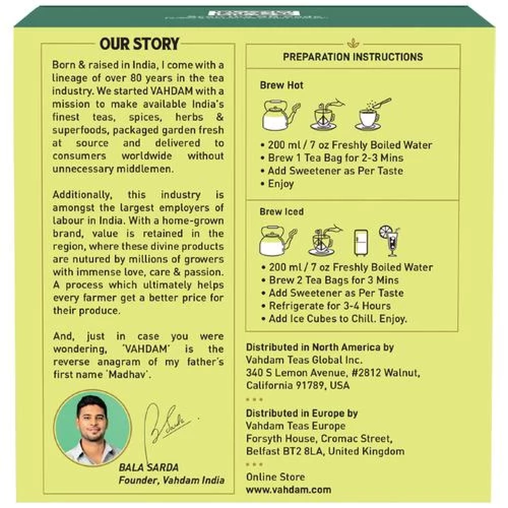 Vahdam  Organic Amla Ginger Green Tea Bags - Vitamin C - Image 2