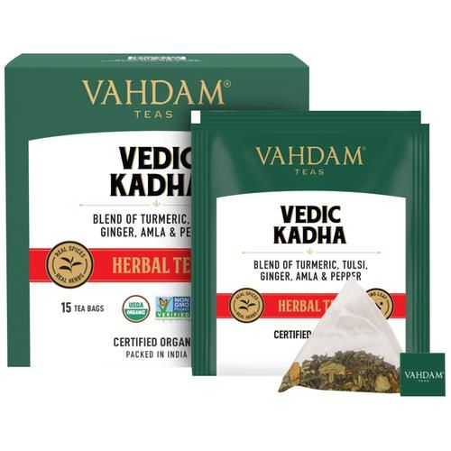 Vahdam  Organic Ayurvedic Herbal Kadha Tea Bags - Good For Cold & Sinus - Image 2