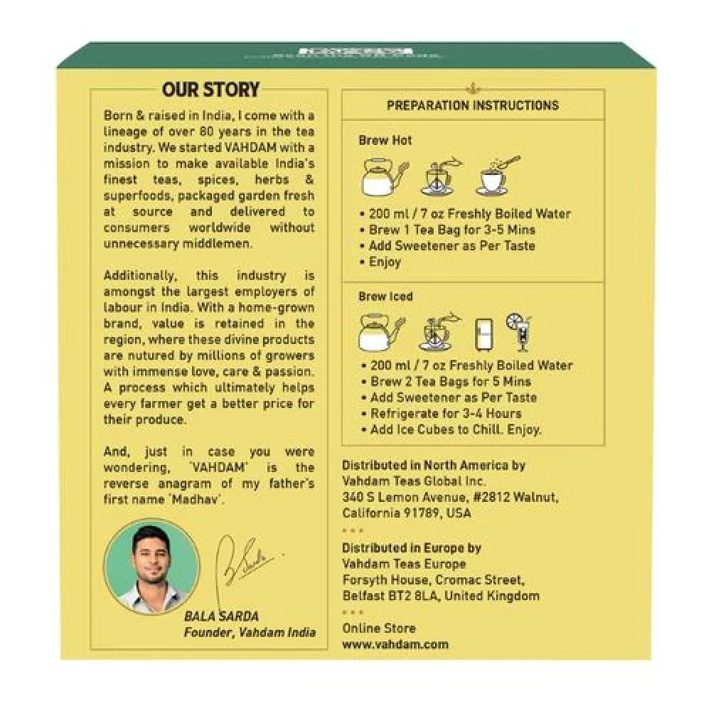 Vahdam  Organic Classic Chamomile Tea Bags - Stress Relief & Calming Tea For Sleep - Image 4
