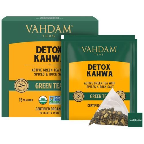 Vahdam  Organic Detox Kahwa Green Tea Bags - Ayurvedic Kahwa For Cold Relief - Image 2