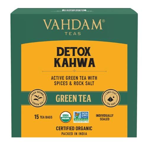 Vahdam  Organic Detox Kahwa Green Tea Bags - Ayurvedic Kahwa For Cold Relief - Image 3