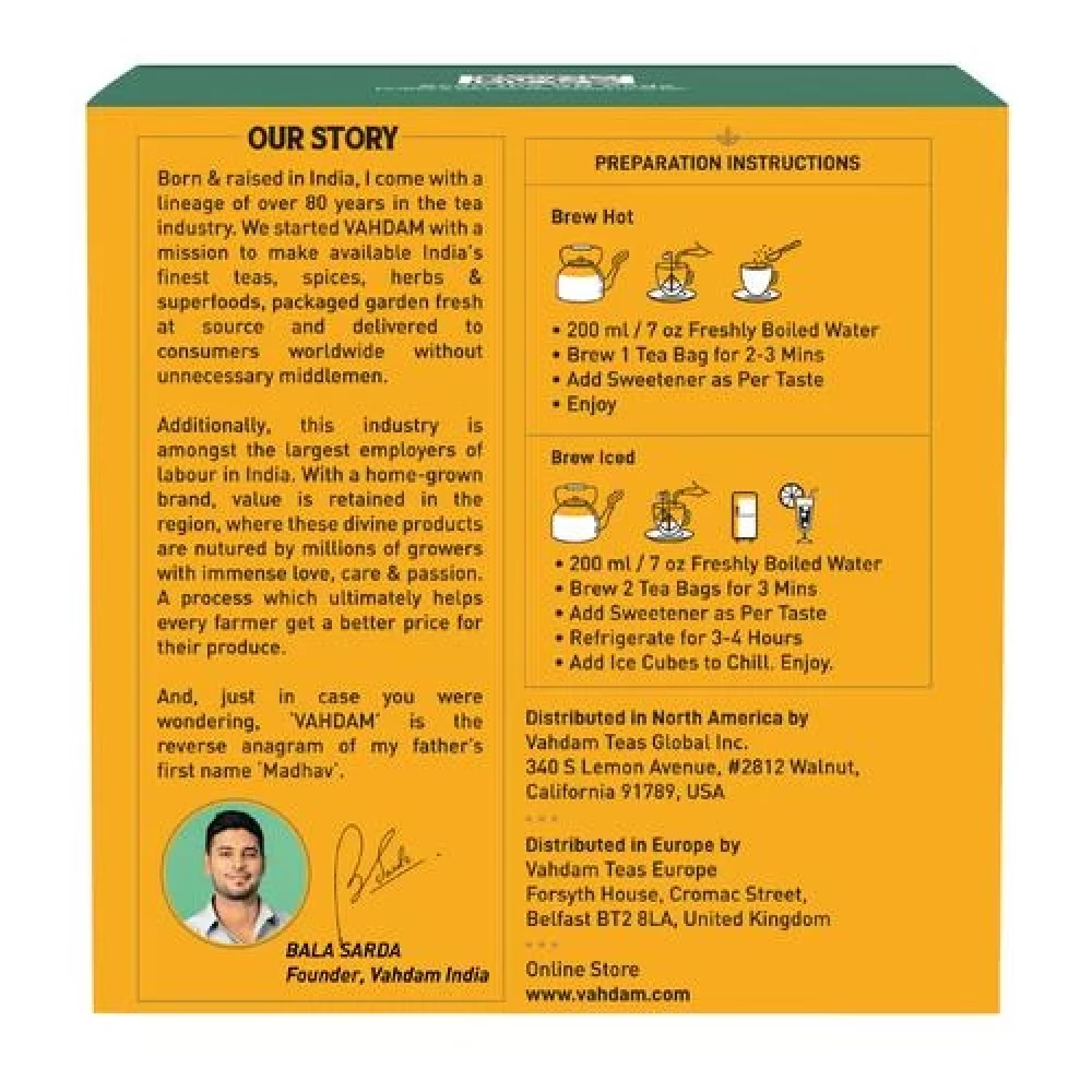 Vahdam  Organic Detox Kahwa Green Tea Bags - Ayurvedic Kahwa For Cold Relief - Image 4
