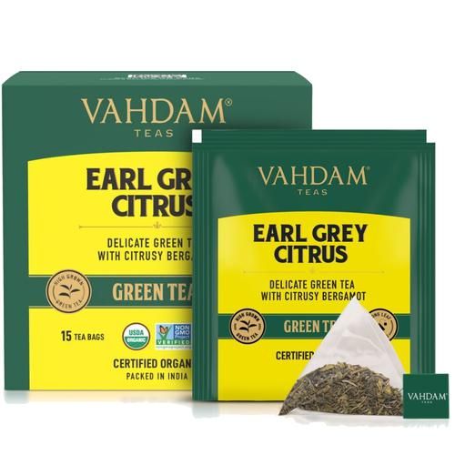 Vahdam  Organic Earl Grey Green Tea Bags - With Bergamot Citrus - Image 9