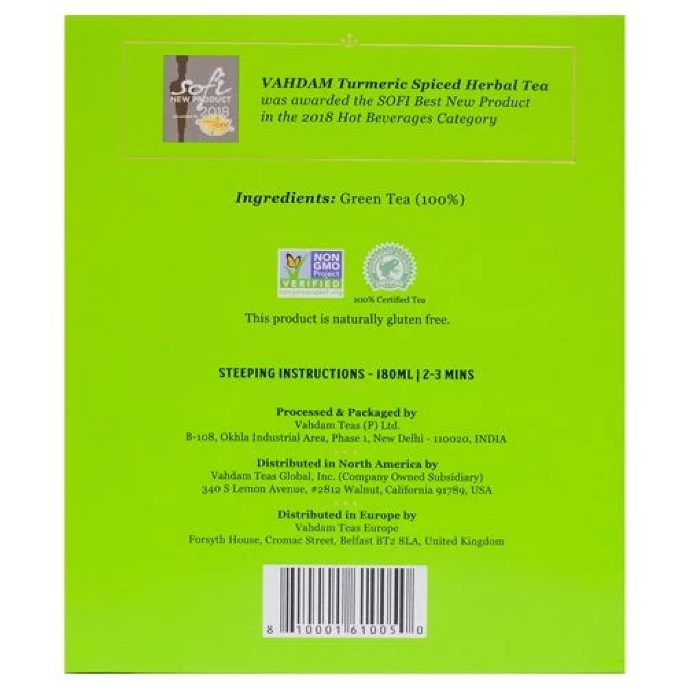 Vahdam  Organic Himalayan Long Leaf Green Tea Bags - Slim Tea - Image 2