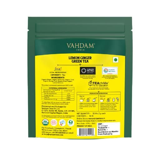 Vahdam  Organic Lemon Ginger Green Tea - Rich In Vitamin C & Antioxidants - Image 2