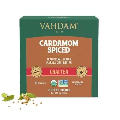 Vahdam  Organic Masala Chai - Cardamom Spiced 30 g (15 Pyramid Bags x 2 g each)