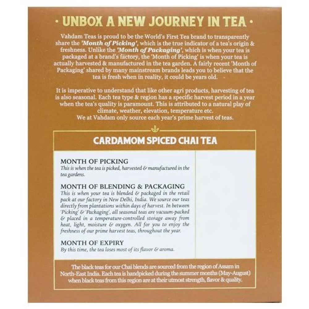 Vahdam  Organic Masala Chai - Cardamom Spiced - Image 3