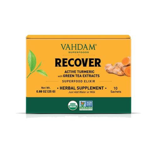 Vahdam  Organic Recover Turmeric Elixir - Improves Overall Health Vahdam  Organic Recover Turmeric Elixir - Improves Overall Health--25 g (10 Sachets x 2.5 g each)