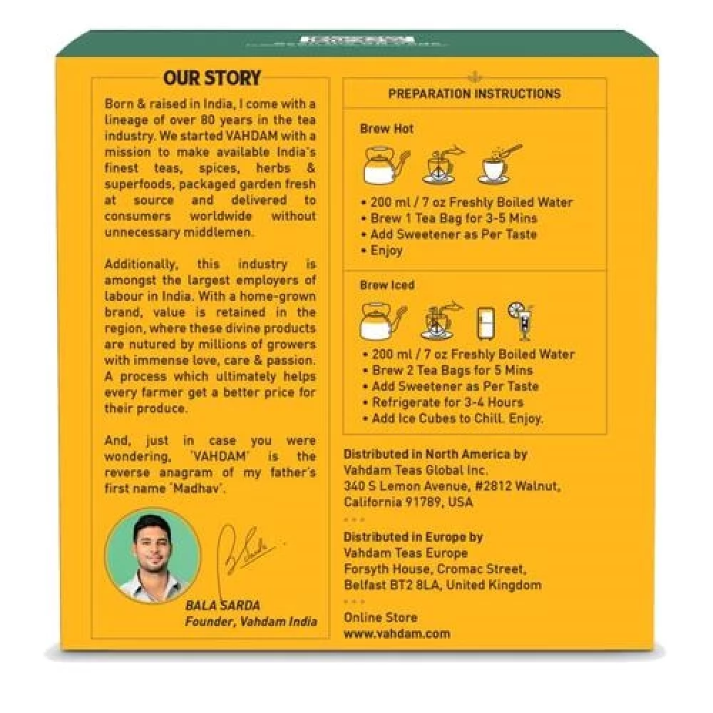 Vahdam  Organic Turmeric Ginger Herbal Tea Bags - Unique Flavour - Image 7