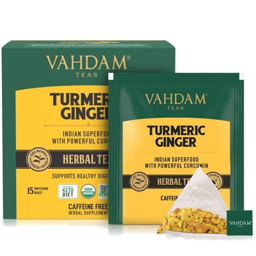 Vahdam  Organic Turmeric Ginger Herbal Tea Bags - Unique Flavour - Image 8