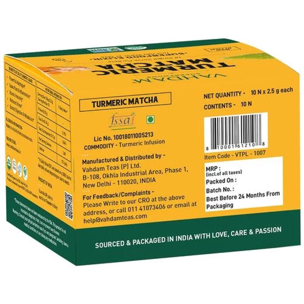 Vahdam  Organic Turmeric Matcha Elixir - Improves Focus & Immunity - Image 2