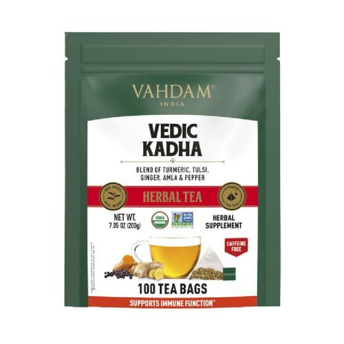 Vahdam  Vedic Kadha Herbal Tea - Supports Immune Function 2 g (50 Bags x 2 g Each)
