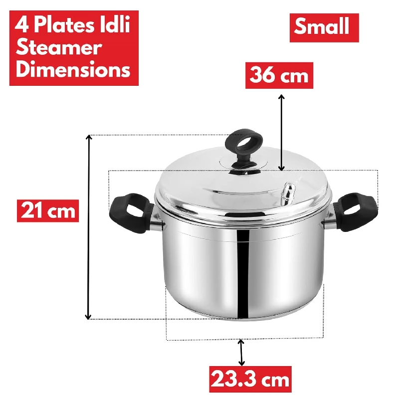 Vinod Stainless Steel Idli Cooker with 4 Deeper Plates for Induction and Gas Base - Small - Image 8