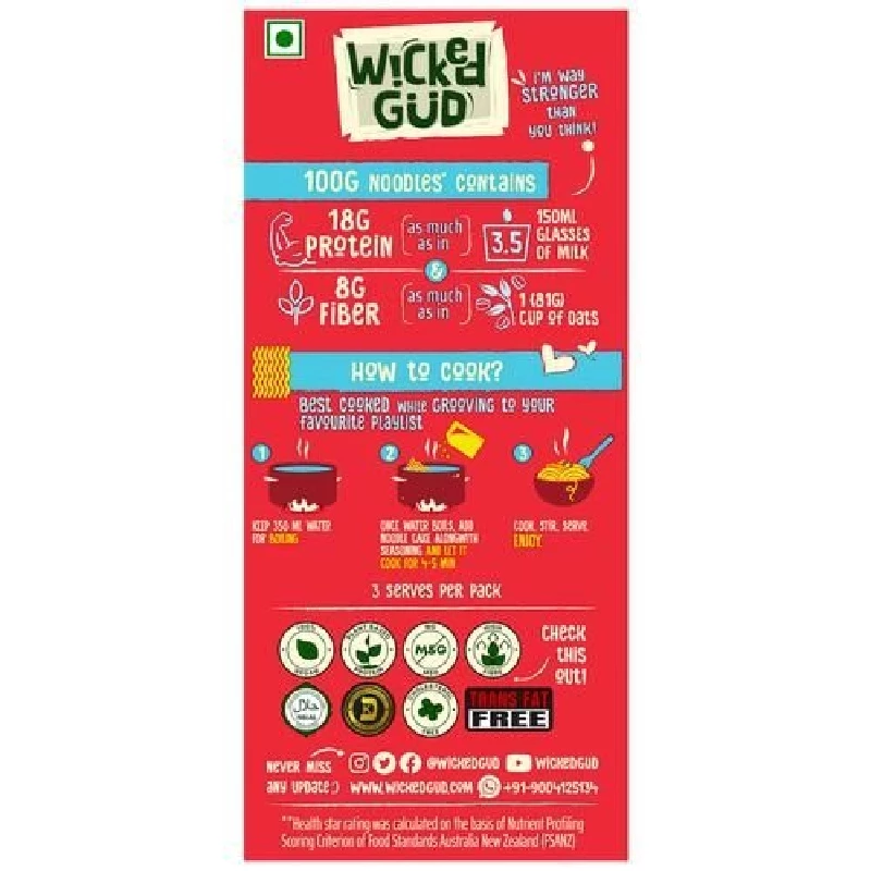 WickedGud Curry Nourishing Instant Noodles (Noodles 3 pcs x 60 g & Seasoning Mix 3 pcs x 7 g) - Image 7