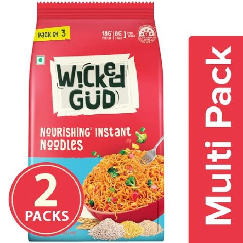 WickedGud Curry Nourishing Instant Noodles (Noodles 3 x 60 g & Seasoning Mix 3 x 7 g) WickedGud Curry Nourishing Instant Noodles (Noodles 3 x 60 g & Seasoning Mix 3 x 7 g)-pack Size-Pack Of 2