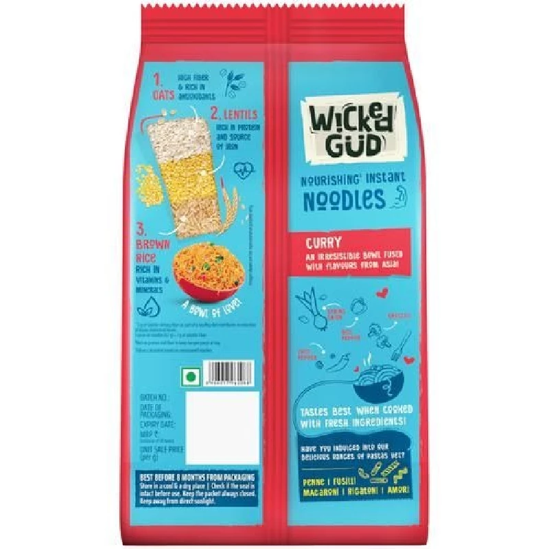WickedGud Curry Nourishing Instant Noodles (Noodles 3 x 60 g & Seasoning Mix 3 x 7 g) - Image 3