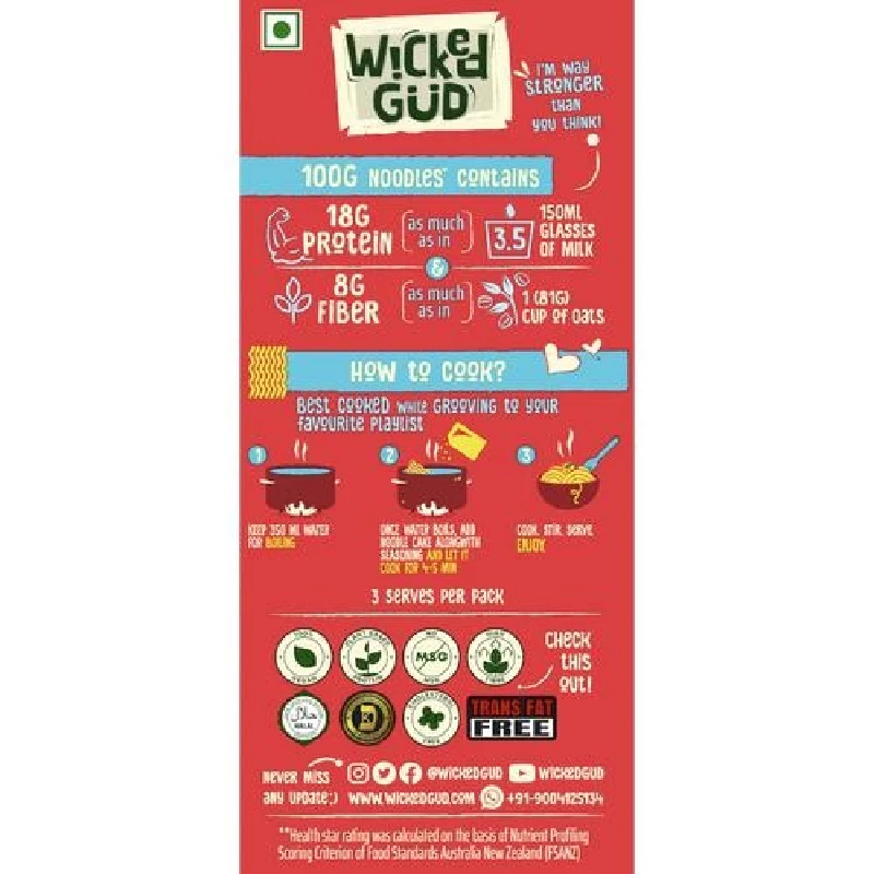 WickedGud Curry Nourishing Instant Noodles (Noodles 3 x 60 g & Seasoning Mix 3 x 7 g) - Image 7