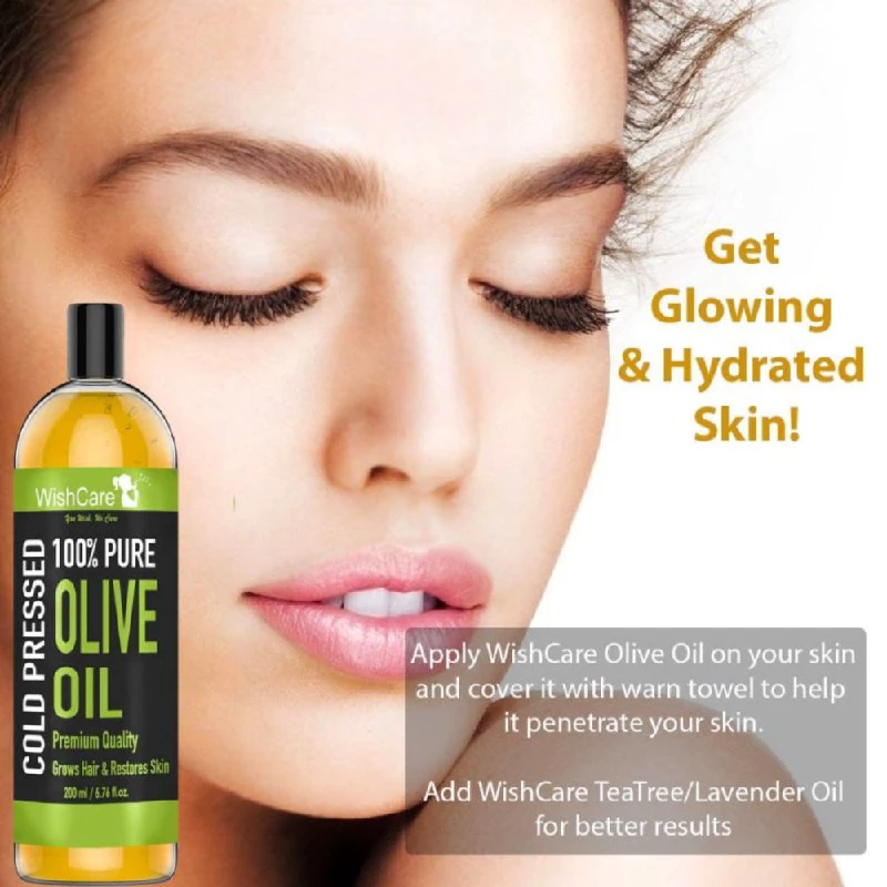 WishCare 100% Pure Cold Pressed Olive Oil for Healthy Hair and Glowing Skin - Image 6