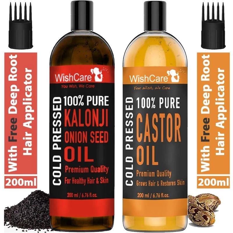 Wishcare 100% Pure Cold Pressed Castor Oil & Kalonji Black Onion Seed Oil Combo Wishcare 100% Pure Cold Pressed Castor Oil & Kalonji Black Onion Seed Oil Combo-Pack Size-200 ml (Each)