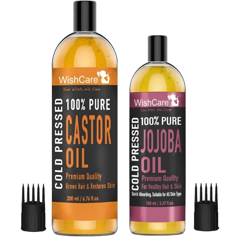 Wishcare Premium Cold Pressed Castor Oil & Cold Pressed Natural Jojoba Oil Wishcare Premium Cold Pressed Castor Oil & Cold Pressed Natural Jojoba Oil-Pack Size-300 ml