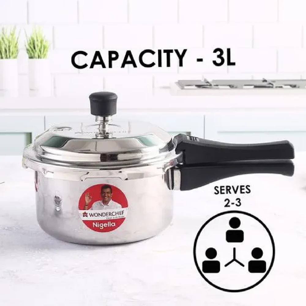 Wonderchef Nigella Tri-Ply Outer Lid Pressure Cooker - Non-Stick, Induction Friendly - Image 3