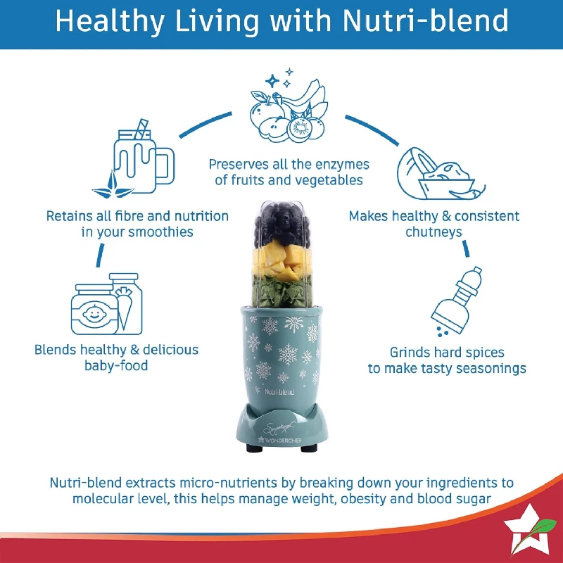 Wonderchef Nutri-Blend Mixer Grinder & Blender - Blue - Image 3