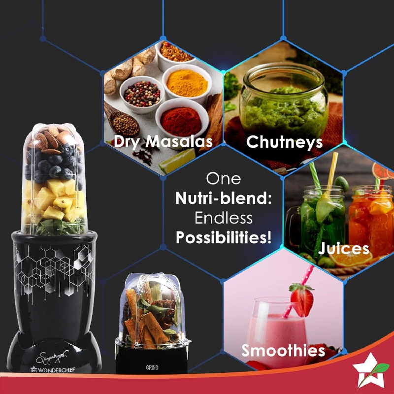 Wonderchef Nutri-Blend Mixer Grinder & Blender-Chrome Black - Image 2