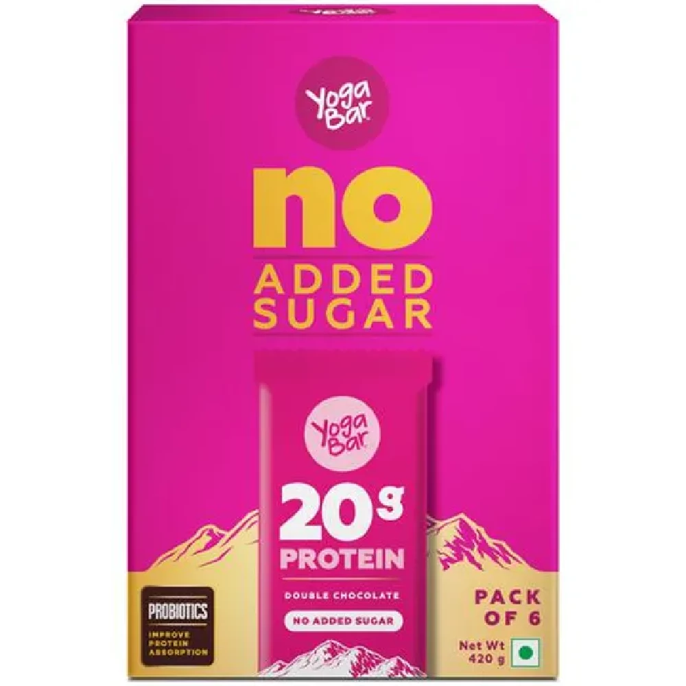 Yoga Bar 20g Protein Bar - Double Chocolate, No Added Sugar, Loaded With Fibre