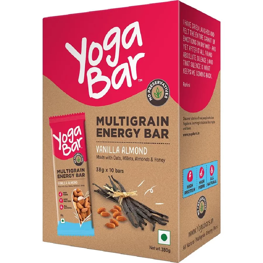 Yoga Bar Multigrain Energy Bar - Vanilla Almond, Healthy Snack, High In Protein & Fibre