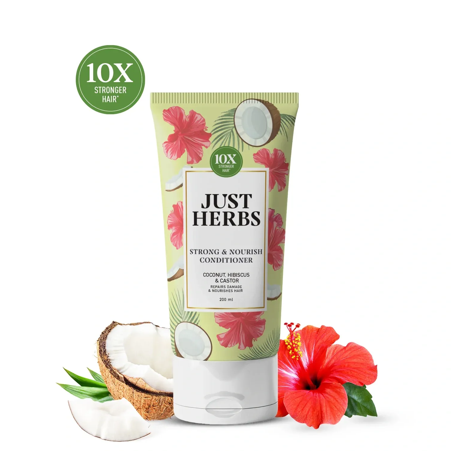 Just Herbs Strong & Nourish Conditioner | Coconut, Hibiscus, Castor & 13 Herbs Just Herbs Strong & Nourish Conditioner | Coconut, Hibiscus, Castor & 13 Herbs -Pack Size-200ml