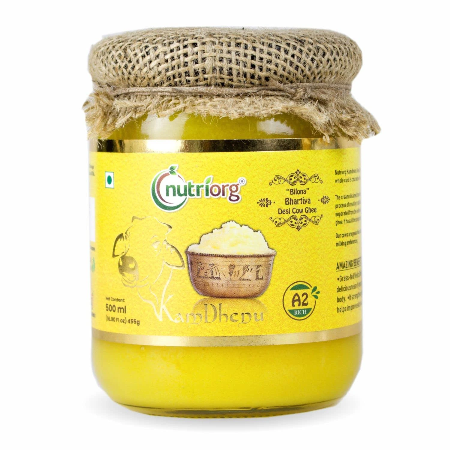 Nutriorg A2 Rich Pure Bilona Bhartiya Desi Cow Ghee
