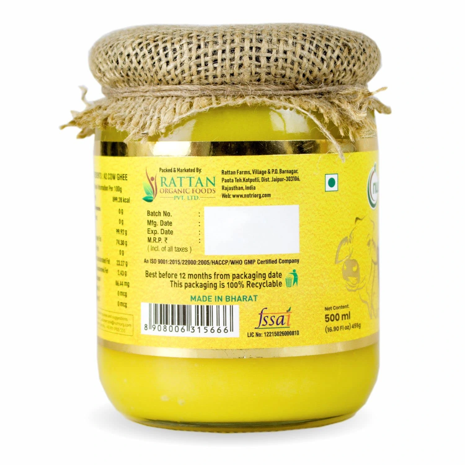 Nutriorg A2 Rich Pure Bilona Bhartiya Desi Cow Ghee - Image 3