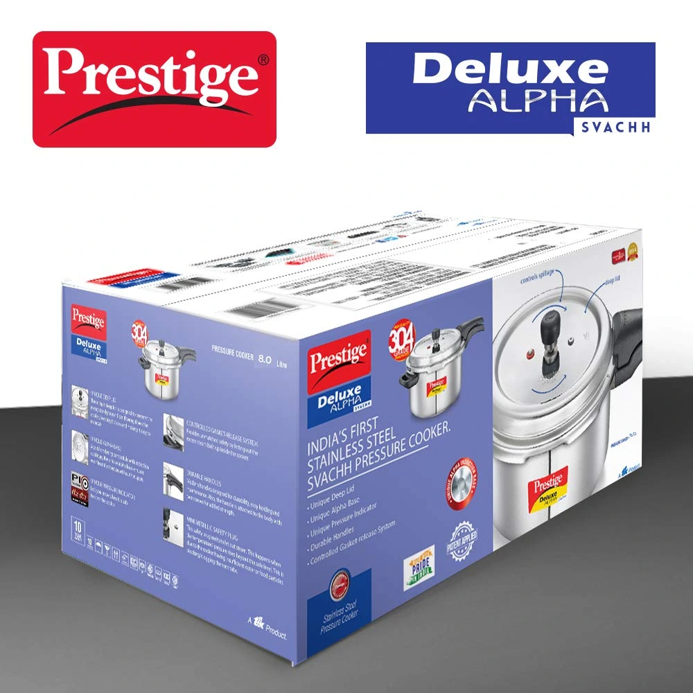 Prestige  Svachh Deluxe Alpha Induction Base Outer Lid Stainless Steel Pressure Cooker - Image 5