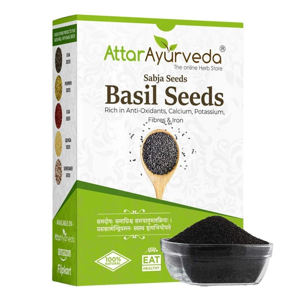 Attar Ayurveda Sabja Basil Seeds | Natural Body Coolant | Pure Tukmaria Seeds for Wellness Attar Ayurveda Sabja Basil Seeds | Natural Body Coolant | Pure Tukmaria Seeds for Wellness - 500 gm