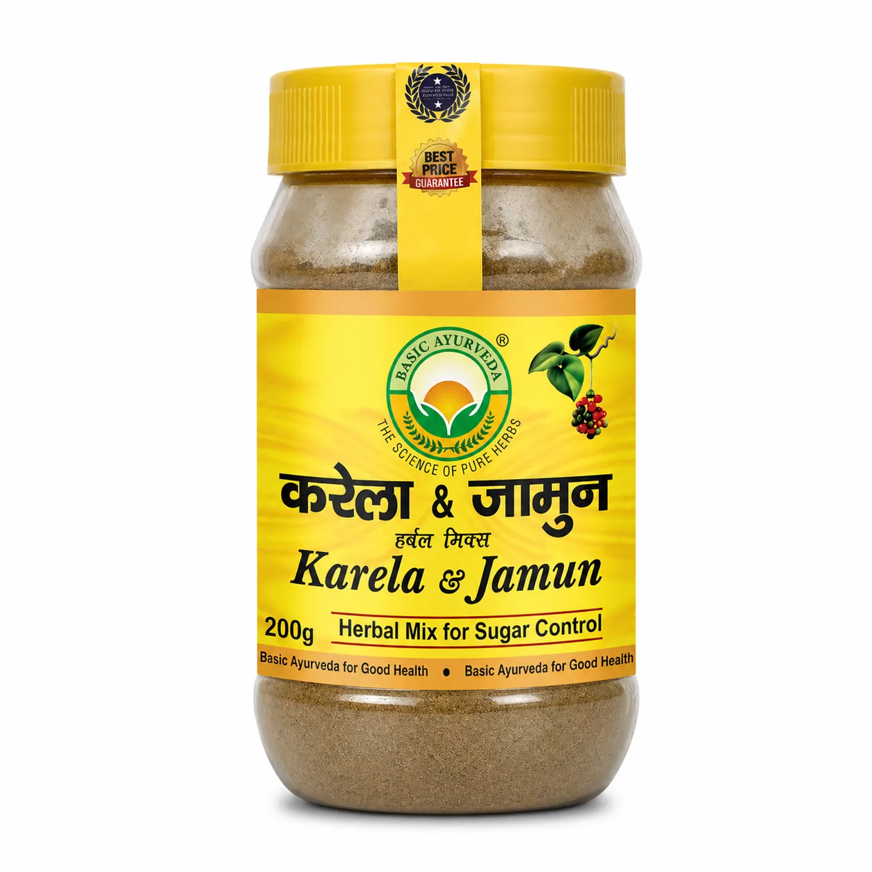 Basic Ayurveda Karela & Jamun Herbal Mix | Ayurvedic Blood Sugar Support Supplement 200 gm