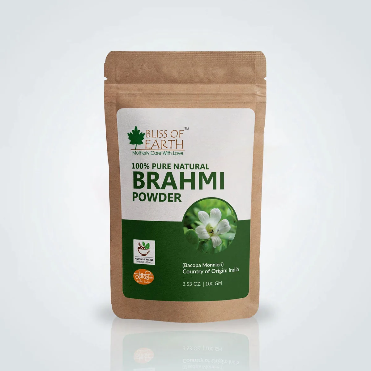 Bliss of Earth 100% Pure Natural Brahmi Powder | Bacopa Monnieri Herb | Traditional Mortar & Pestle Ground 100 gm